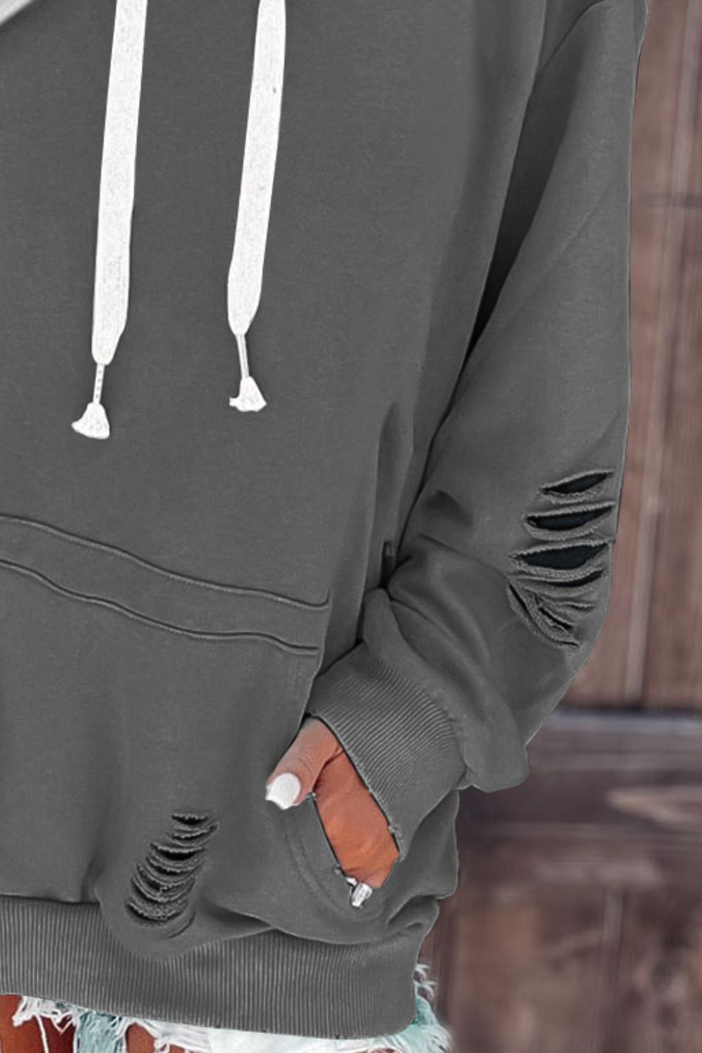 Cutout Dropped Shoulder Hoodie - AMIN Clothing 