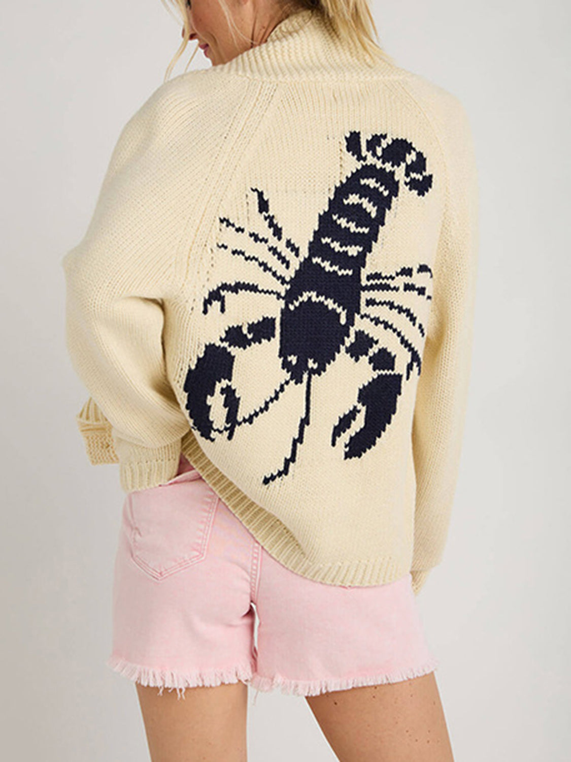 Lobster Button Up Long Sleeve Cardigan - AMIN Clothing 