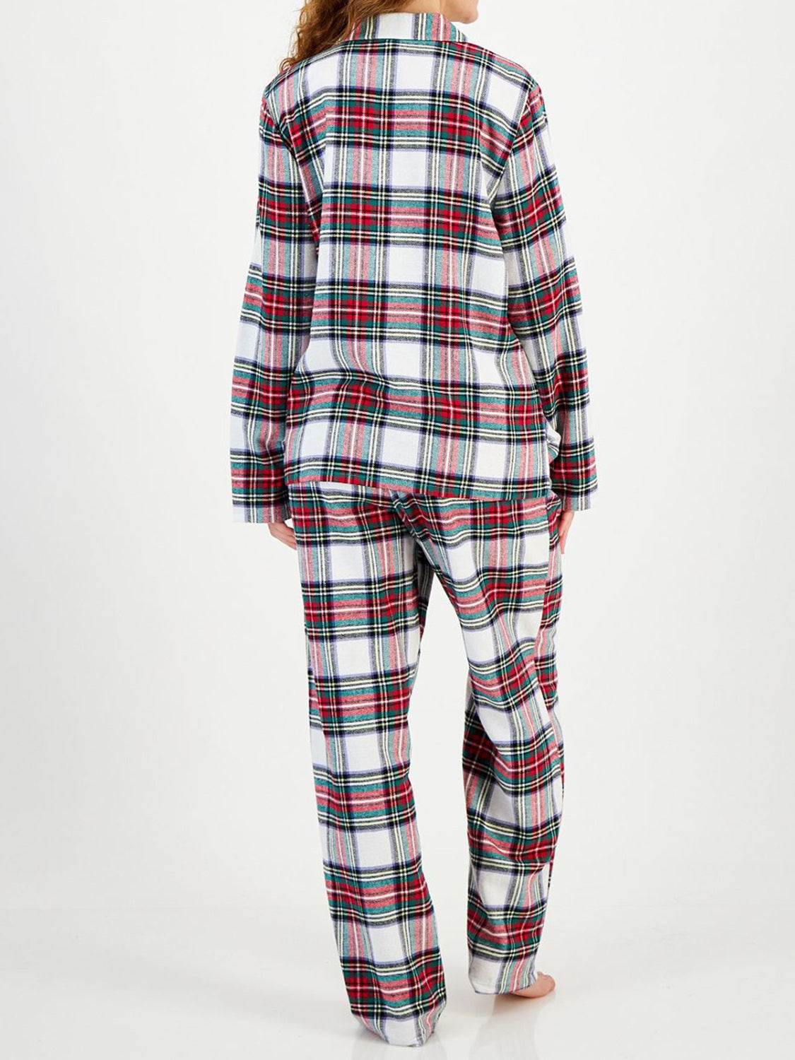 Plaid Collared Neck Button Up Top and Pants Lounge Set - AMIN Clothing 