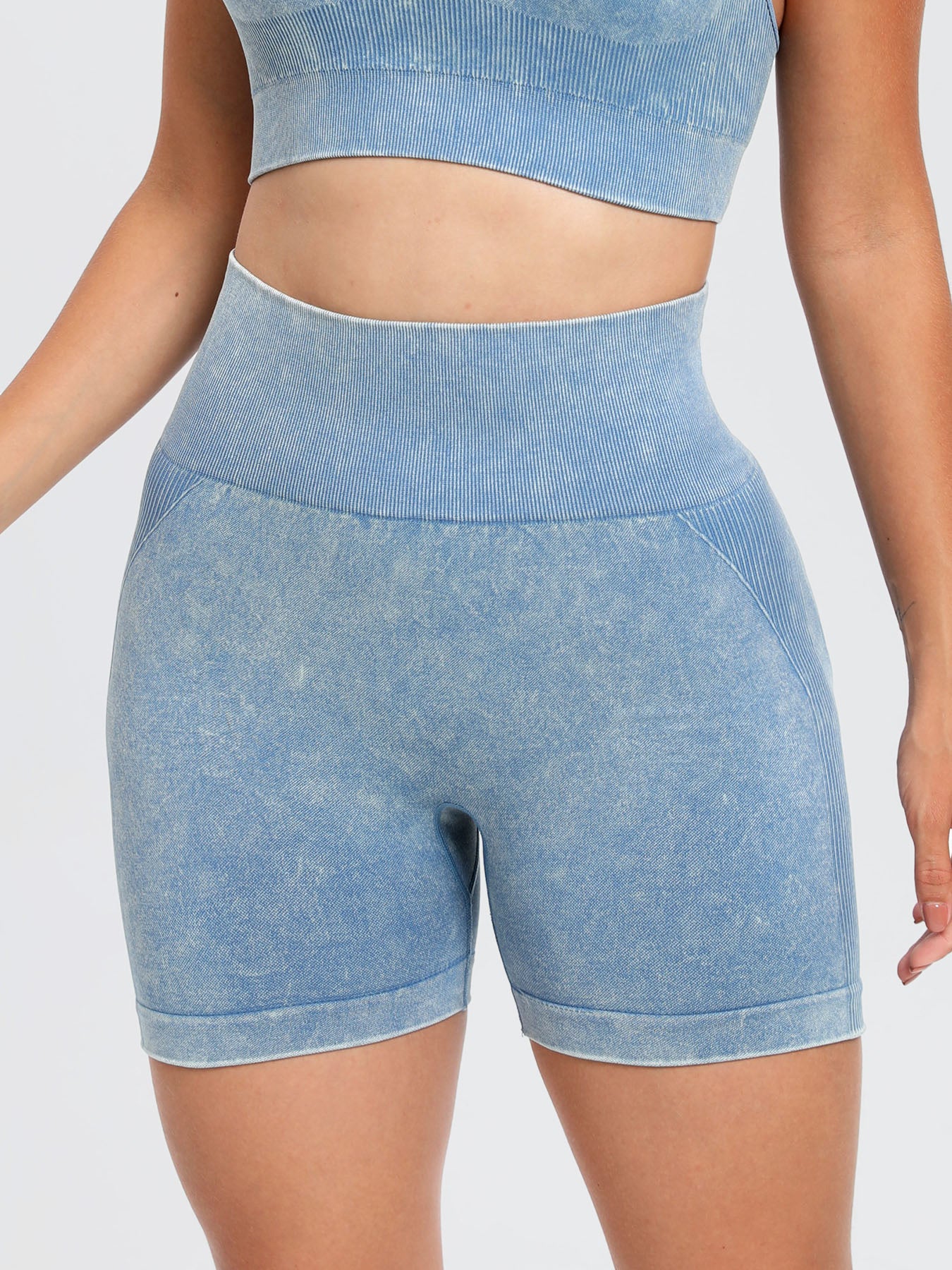 Washed High Waist Active Shorts - AMIN Clothing 