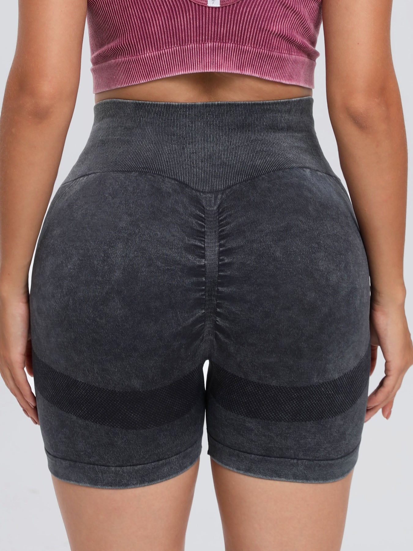 Washed High Waist Active Shorts - AMIN Clothing 