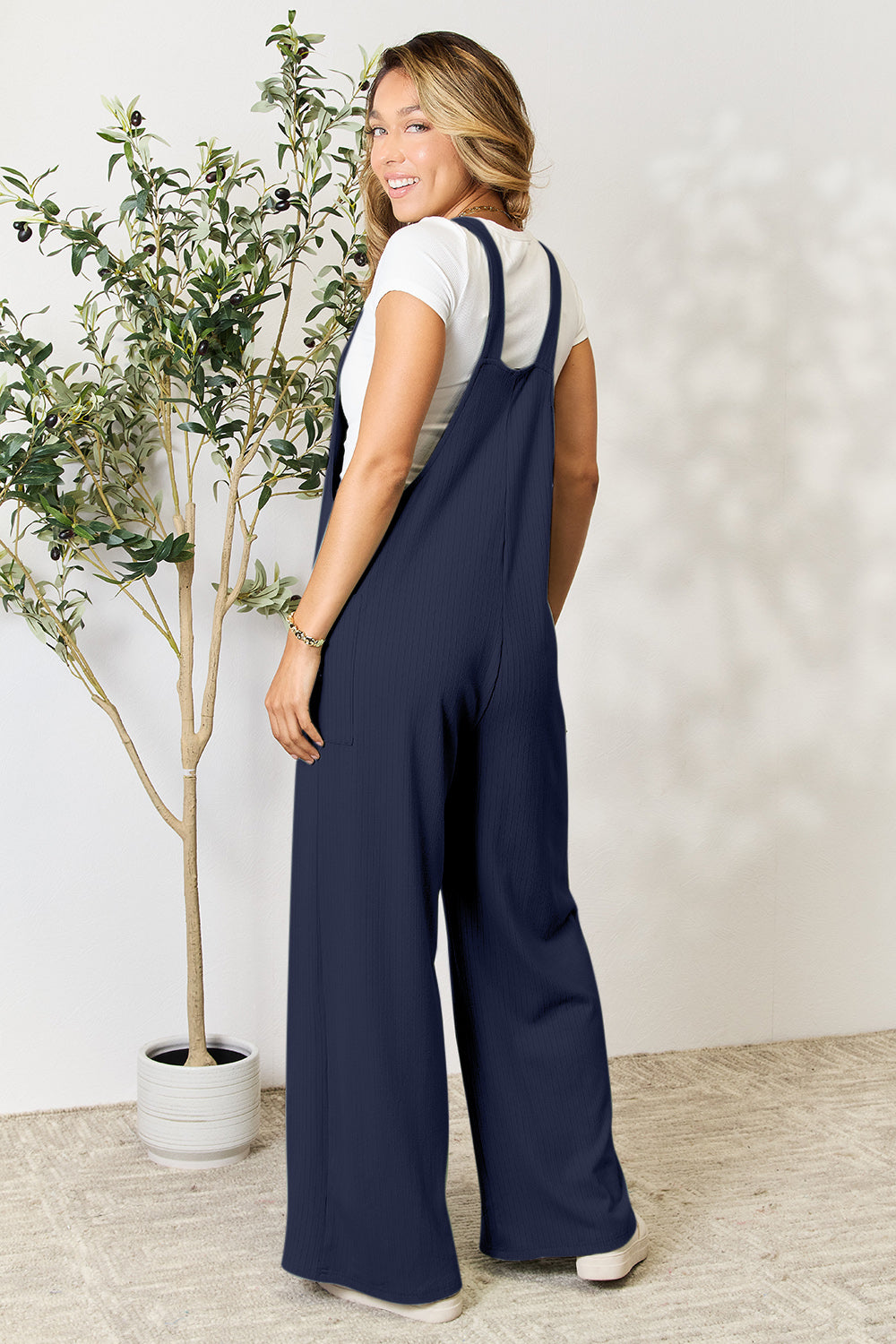 Double Take Full Size Wide Strap Overall with Pockets - AMIN Clothing 