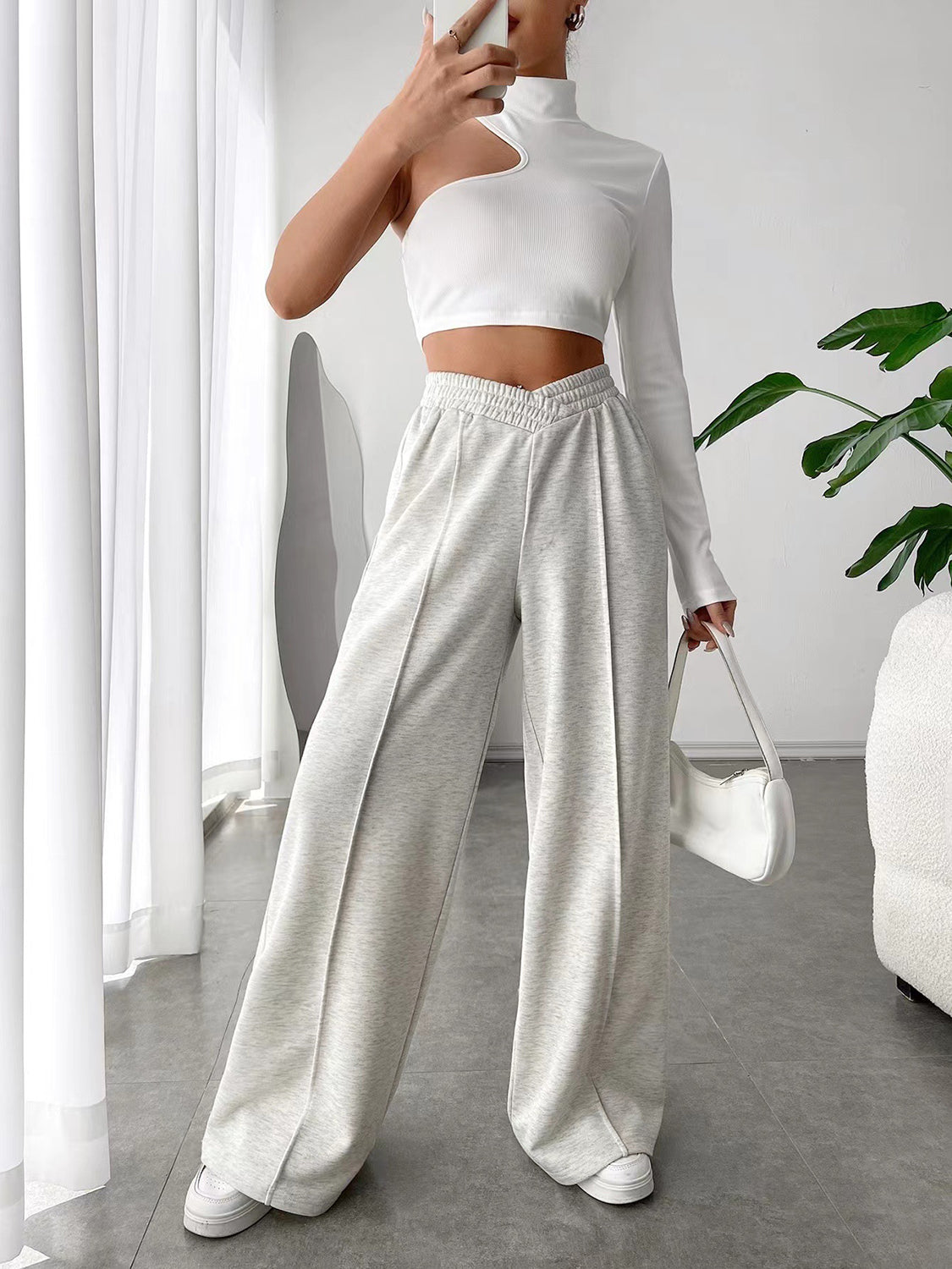 Elastic Waist Wide Leg Pants - AMIN Clothing 