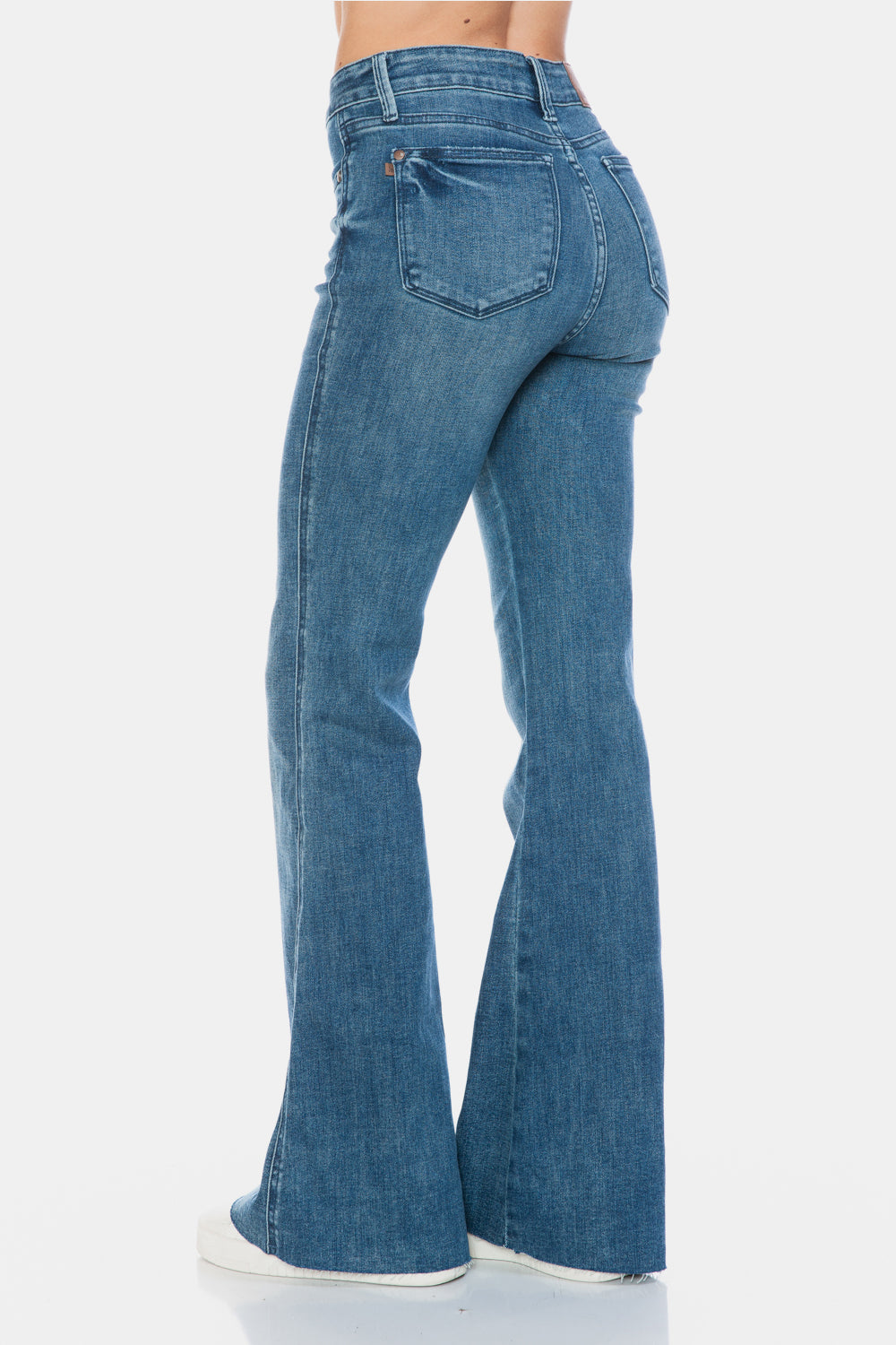 Judy Blue Full Size Tummy Control Cut Hem Flare Jeans - AMIN Clothing 