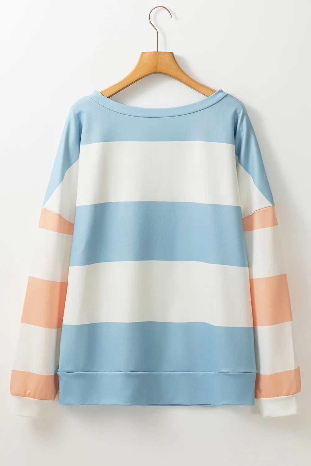 Contrast Color Block Round Neck Long Sleeve Top - AMIN Clothing 