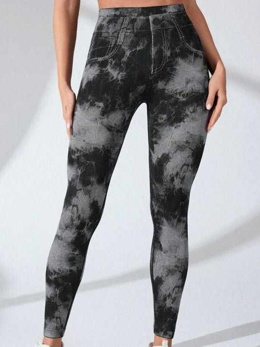 Tie-Dye High Waist Active Leggings - AMIN Clothing 