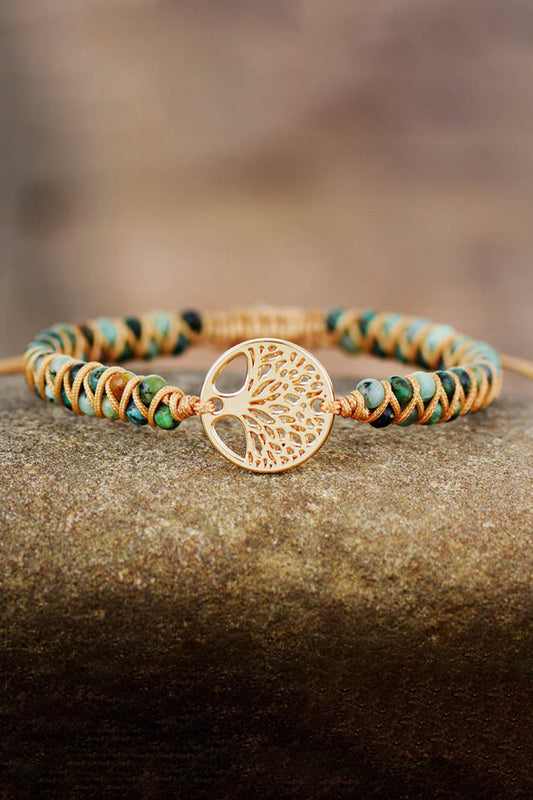 Handmade Tree Shape Beaded Copper Bracelet - AMIN Clothing 