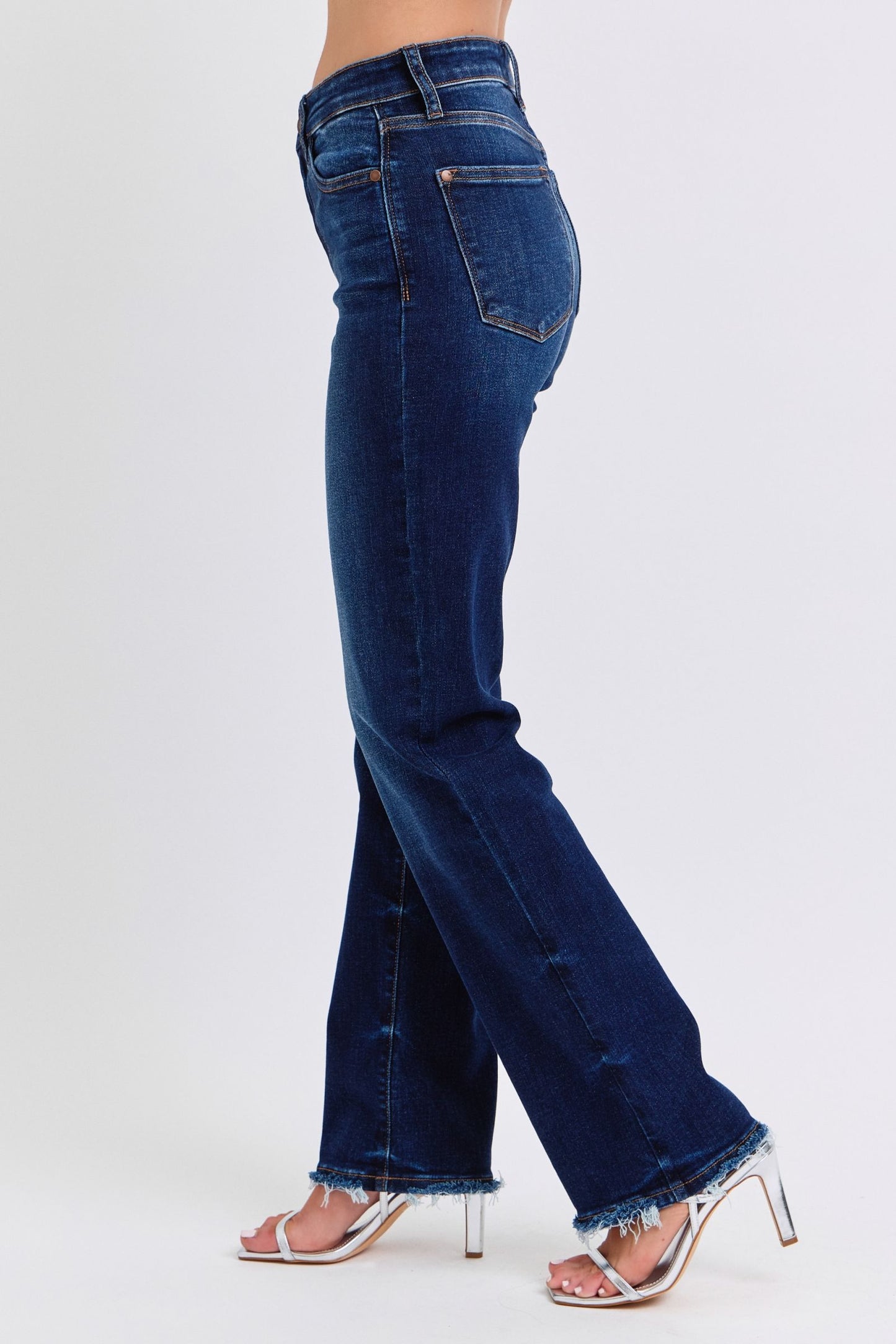 Judy Blue Full Size Raw Hem Straight Leg Jeans - AMIN Clothing 