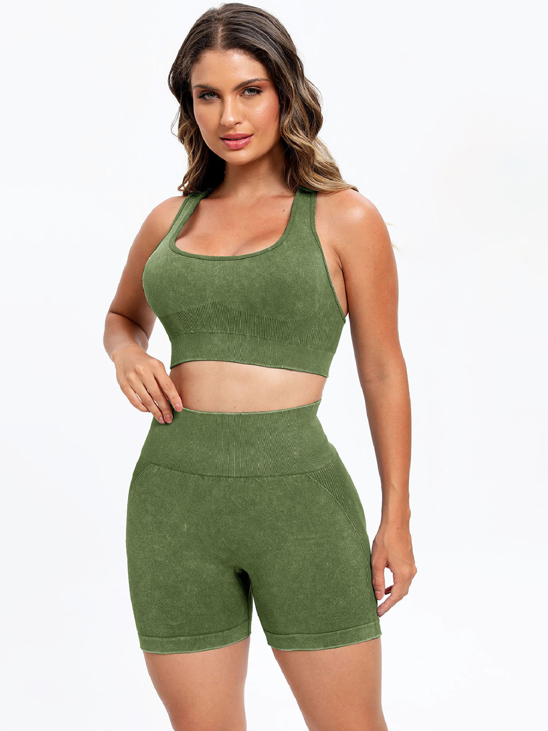 Scoop Neck Wide Strap Top and Shorts Active Set - AMIN Clothing 