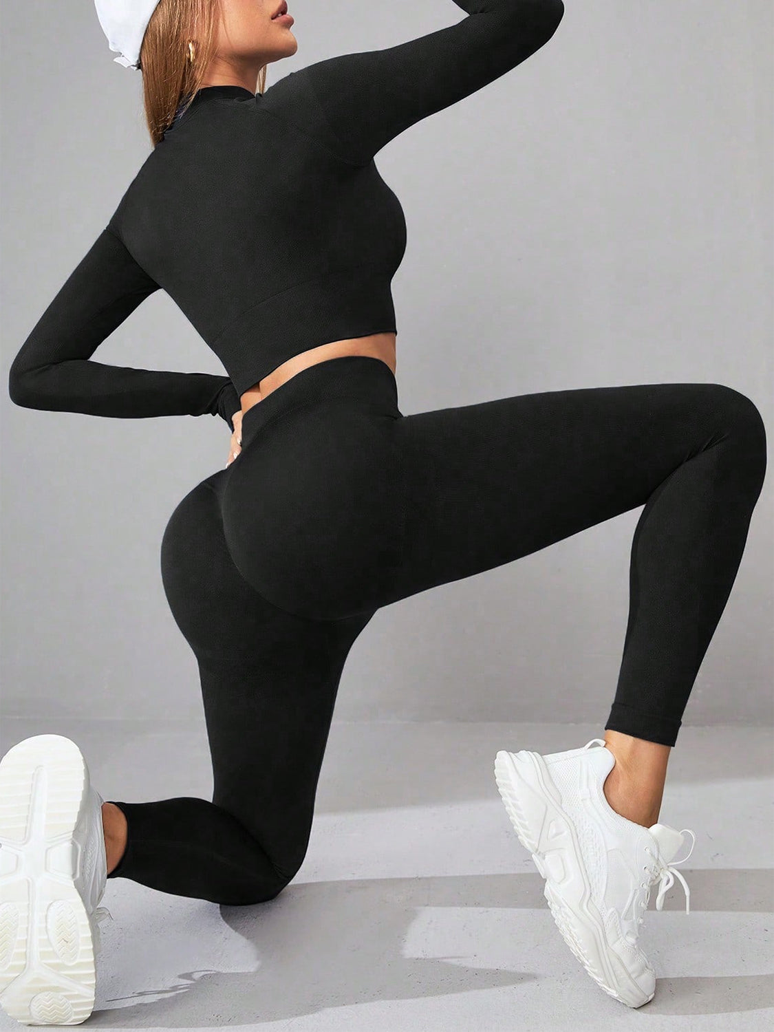 Mock Neck Long Sleeve Top and Leggings Active Set - AMIN Clothing 