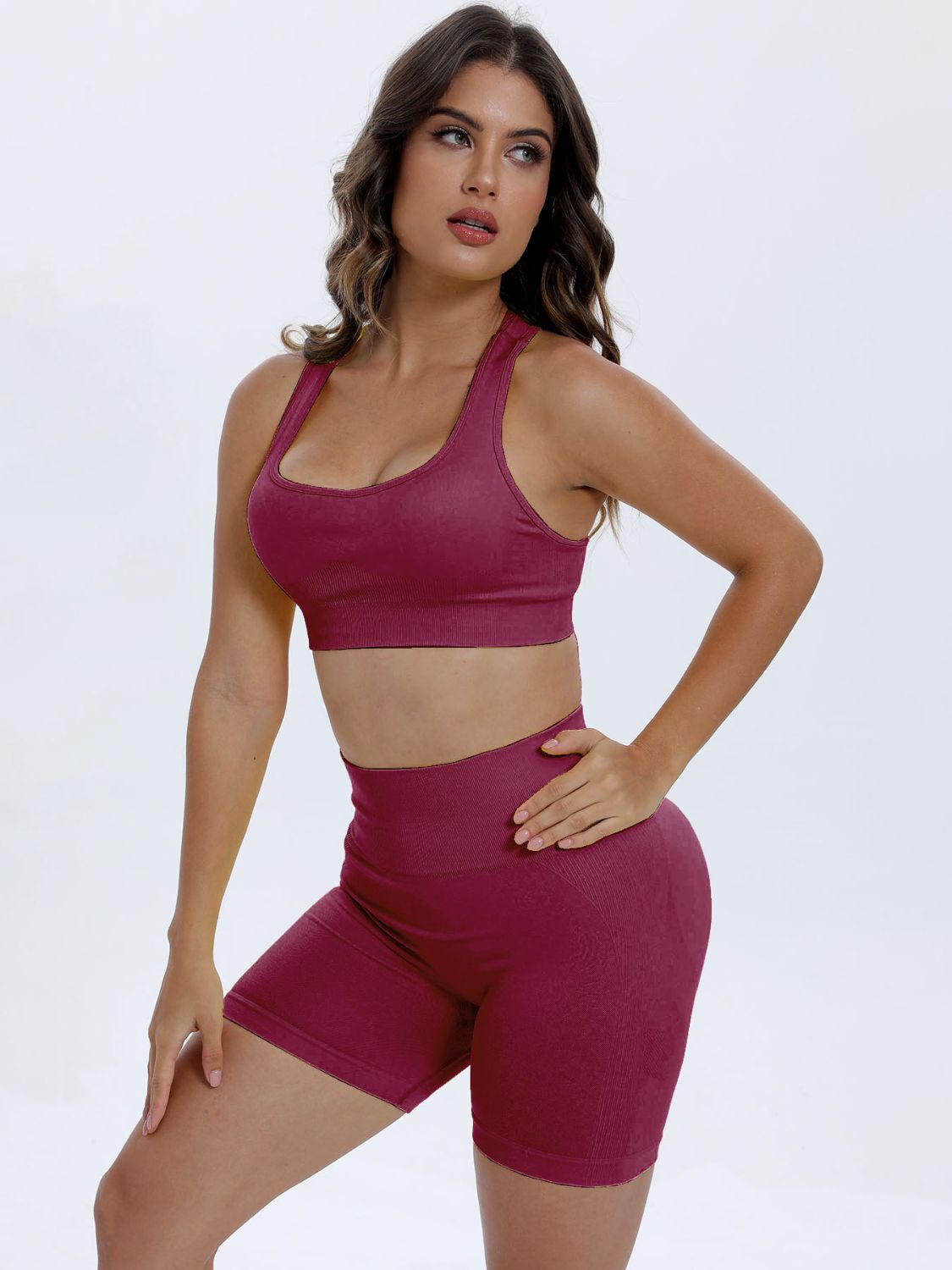 Scoop Neck Wide Strap Top and Shorts Active Set - AMIN Clothing 