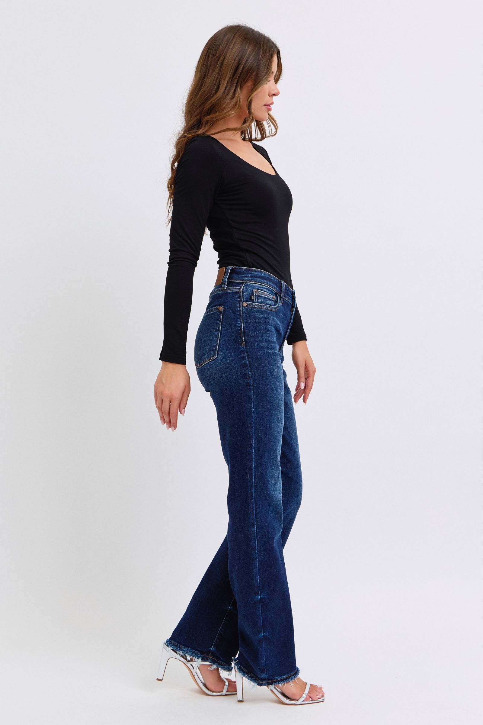 Judy Blue Full Size Raw Hem Straight Leg Jeans - AMIN Clothing 