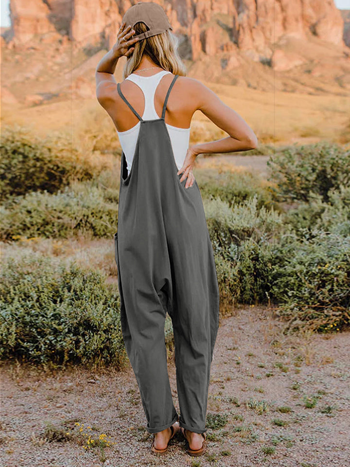 Double Take Full Size Sleeveless V-Neck Pocketed Jumpsuit - AMIN Clothing 