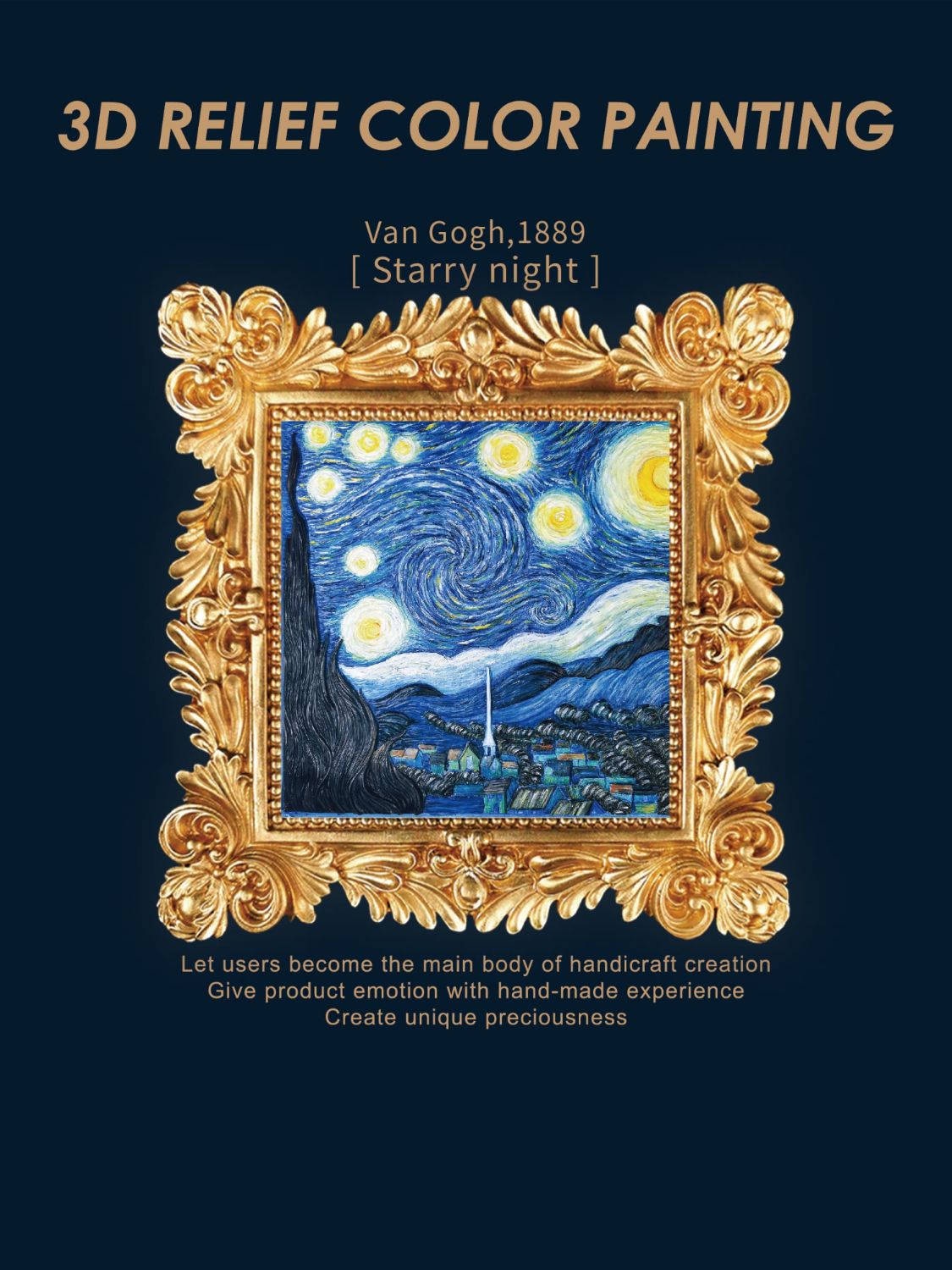 Relief Van Gogh's Starry Night DIY 3D Oil Painting Kit - AMIN Clothing 