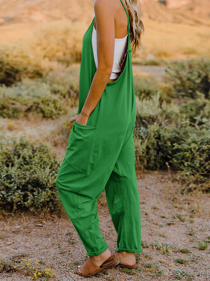 Double Take Full Size Sleeveless V-Neck Pocketed Jumpsuit - AMIN Clothing 