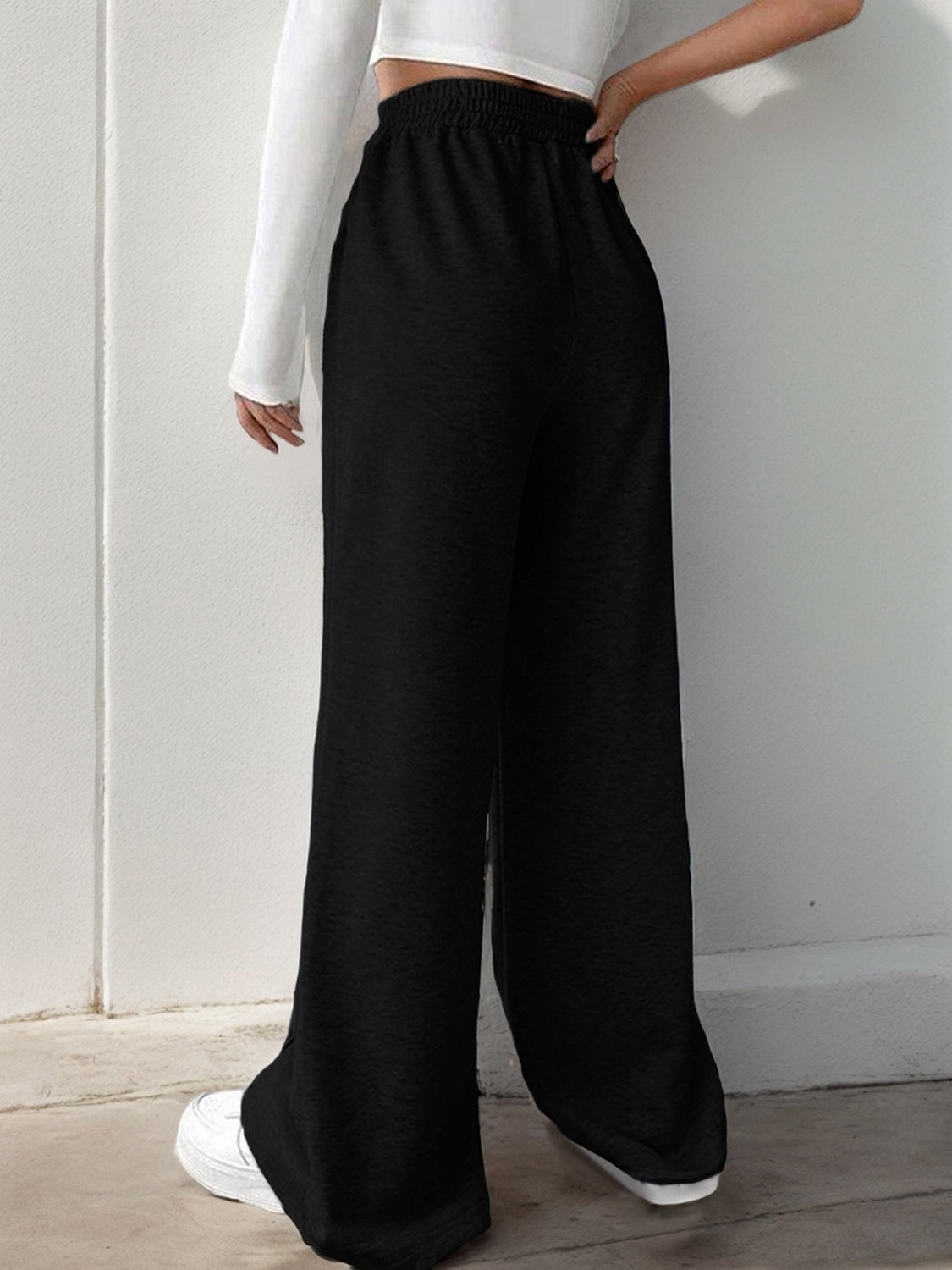 Elastic Waist Wide Leg Pants - AMIN Clothing 