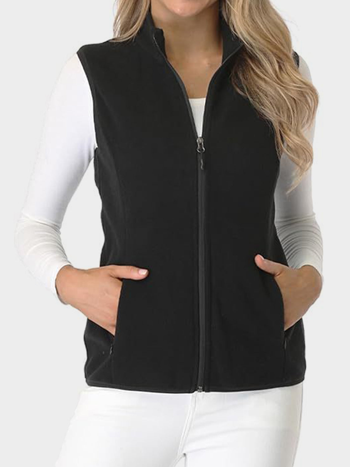 Zip Up Turtleneck Vest with Pockets - AMIN Clothing 