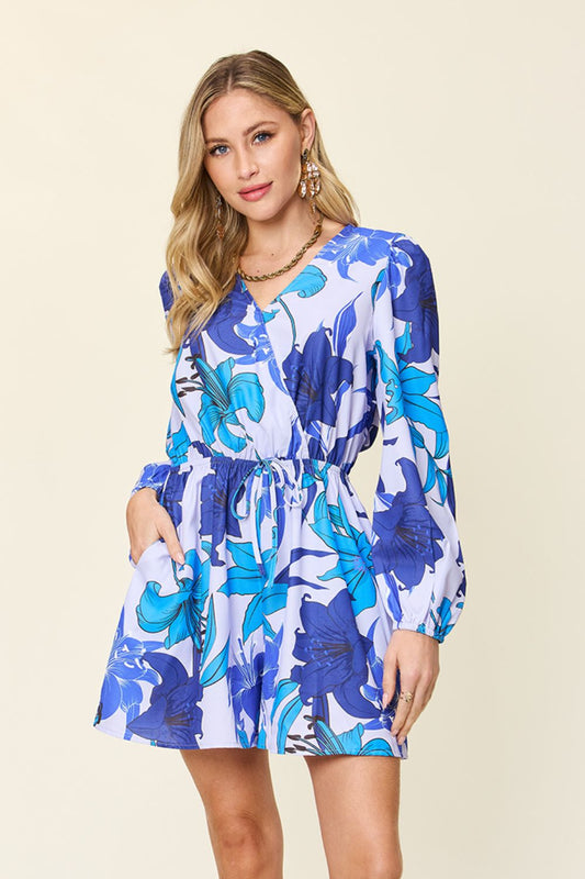 Double Take Full Size Floral Long Sleeve Romper with Pockets - AMIN Clothing 