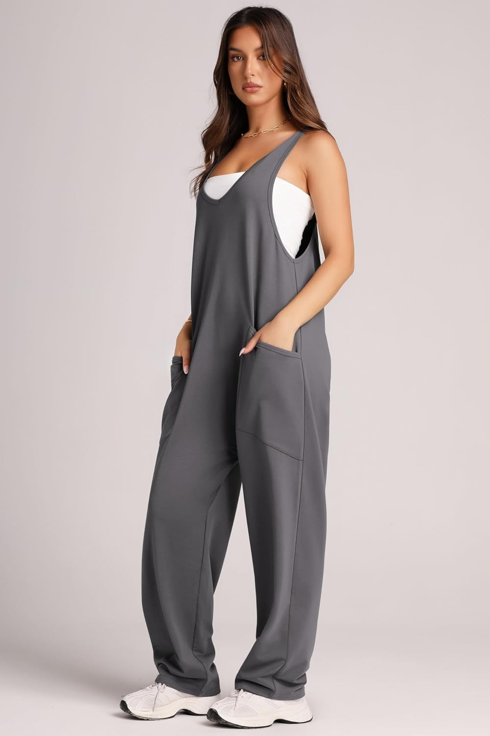 Lovelet Wide Strap Jumpsuit with Pockets - AMIN Clothing 