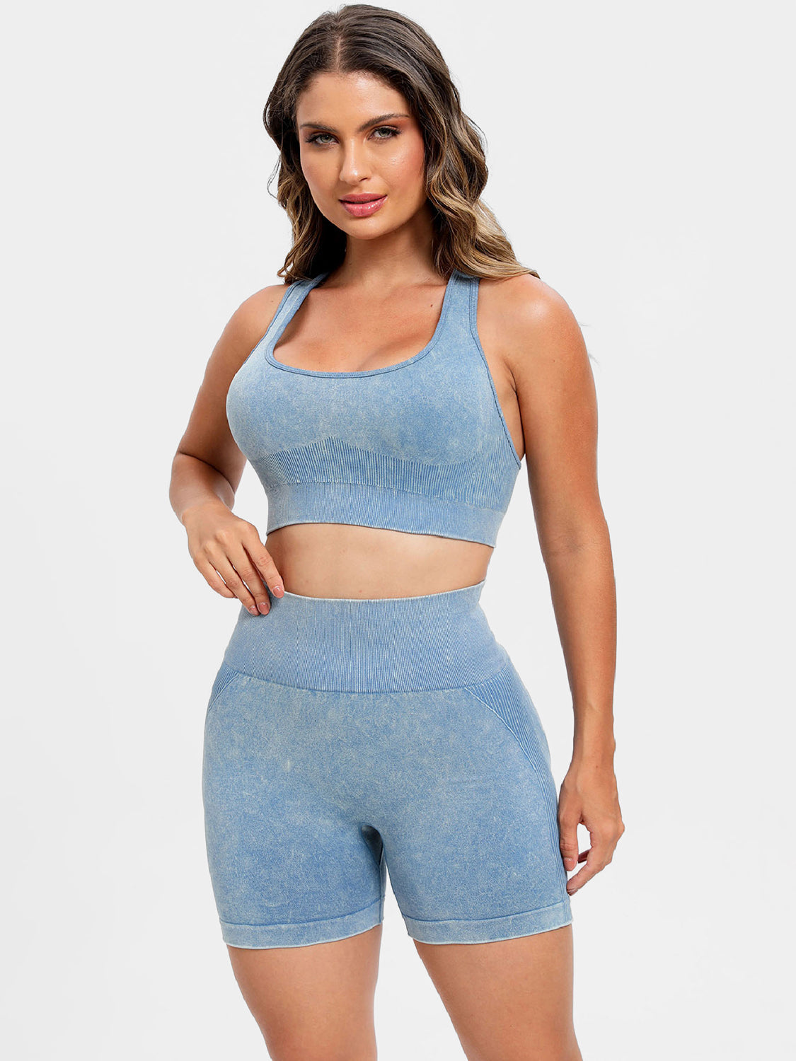 Scoop Neck Wide Strap Top and Shorts Active Set - AMIN Clothing 