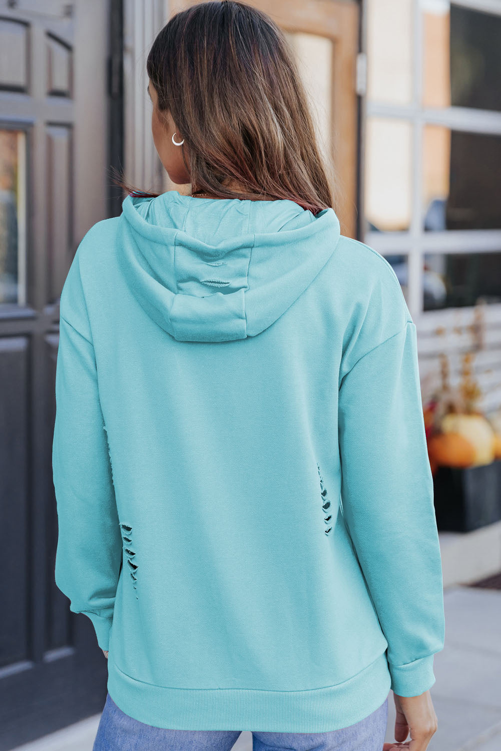 Cutout Dropped Shoulder Hoodie - AMIN Clothing 