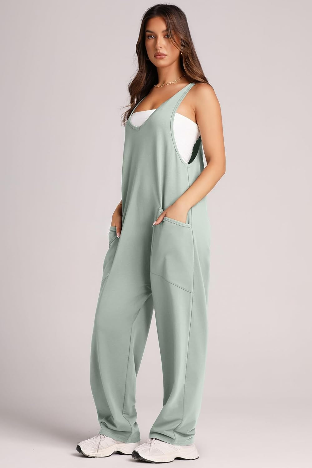 Lovelet Wide Strap Jumpsuit with Pockets - AMIN Clothing 