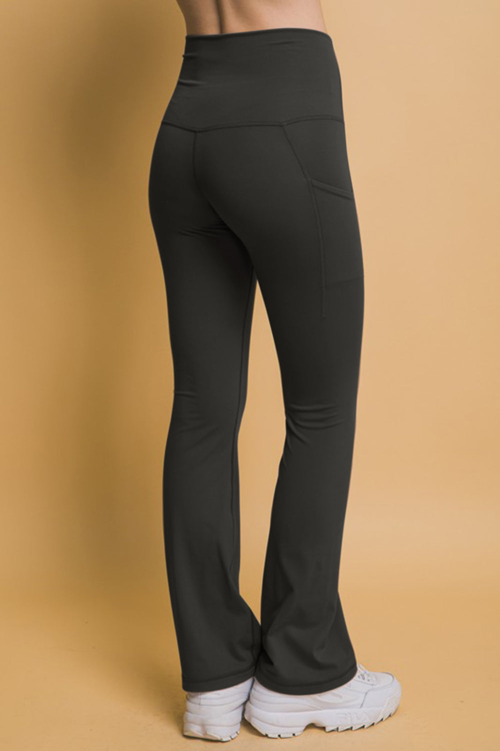 Love Tree High Waist Flare Active Leggings with Side Pockets - AMIN Clothing 