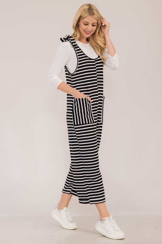 Celeste Full Size Striped Scoop Neck Overalls with Pockets - AMIN Clothing 