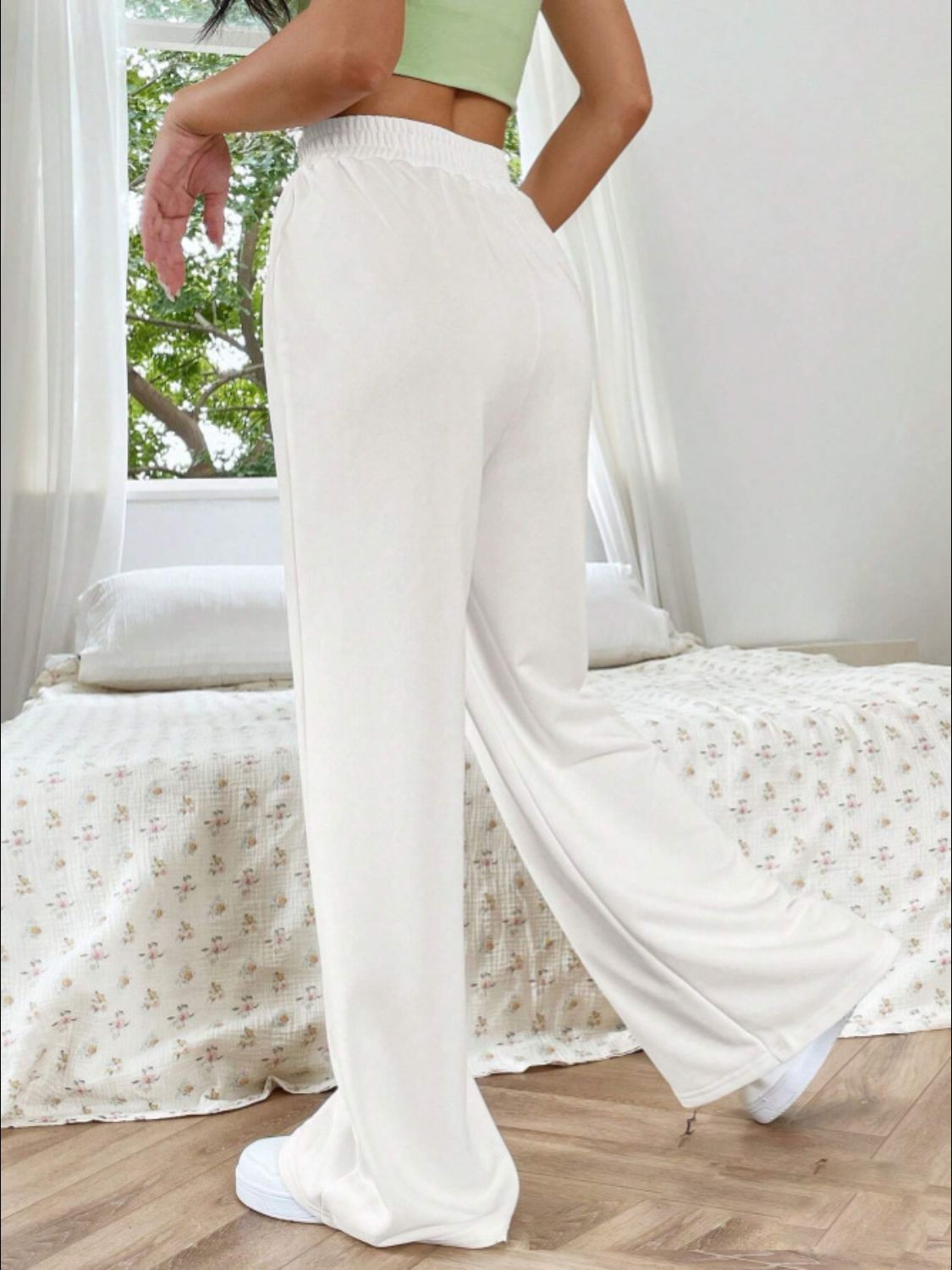 Elastic Waist Wide Leg Pants - AMIN Clothing 