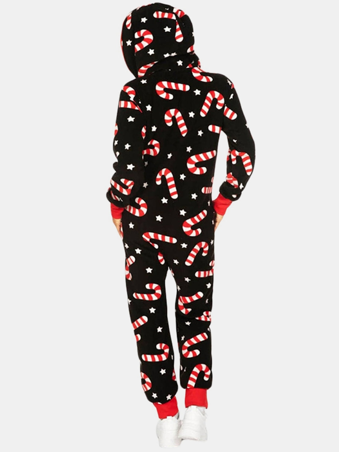 Printed Zip Up Long Sleeve Hooded Jumpsuit - AMIN Clothing 