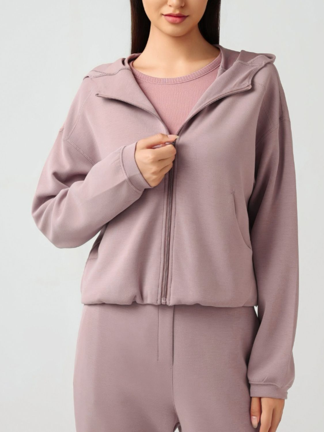 Millennia Zip Up Dropped Shouder Active Hooded - AMIN Clothing 