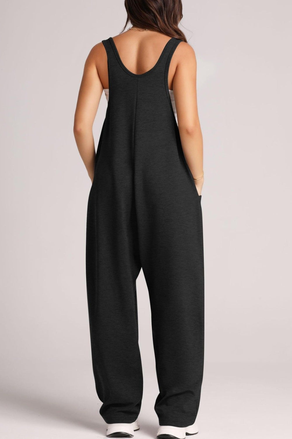 Lovelet Wide Strap Jumpsuit with Pockets - AMIN Clothing 