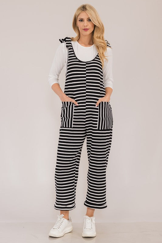 Celeste Full Size Striped Scoop Neck Overalls with Pockets - AMIN Clothing 