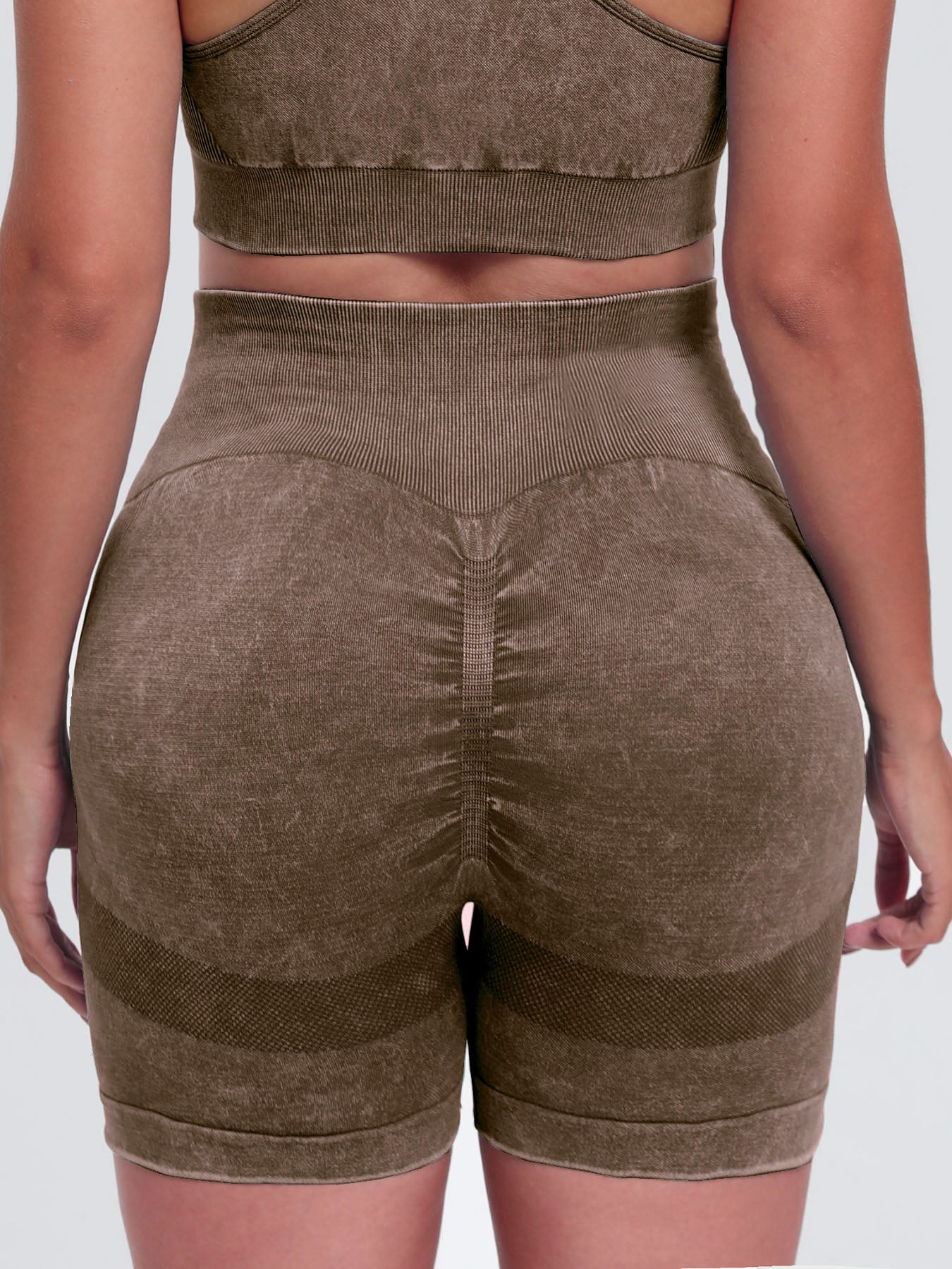 Washed High Waist Active Shorts - AMIN Clothing 