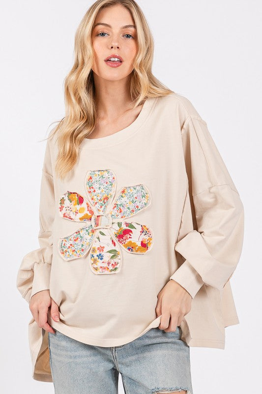 SAGE + FIG Flower Patch Dropped Shoulder Oversize Top - AMIN Clothing 