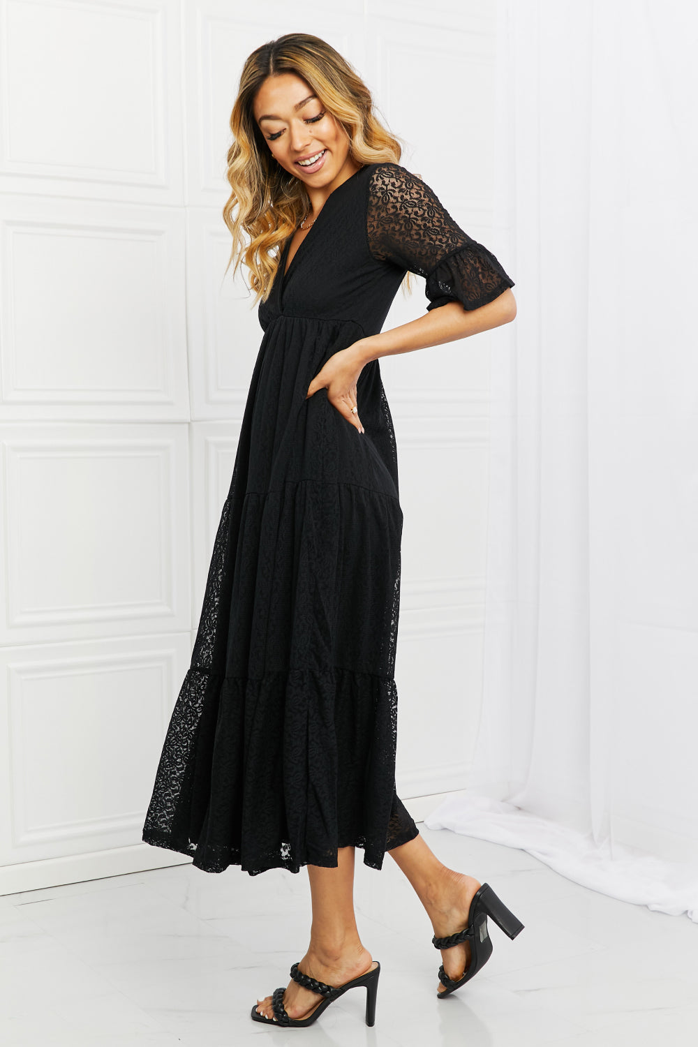 P & Rose Lovely Lace Full Size Tiered Dress - AMIN Clothing 