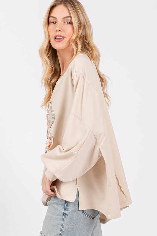 SAGE + FIG Flower Patch Dropped Shoulder Oversize Top - AMIN Clothing 