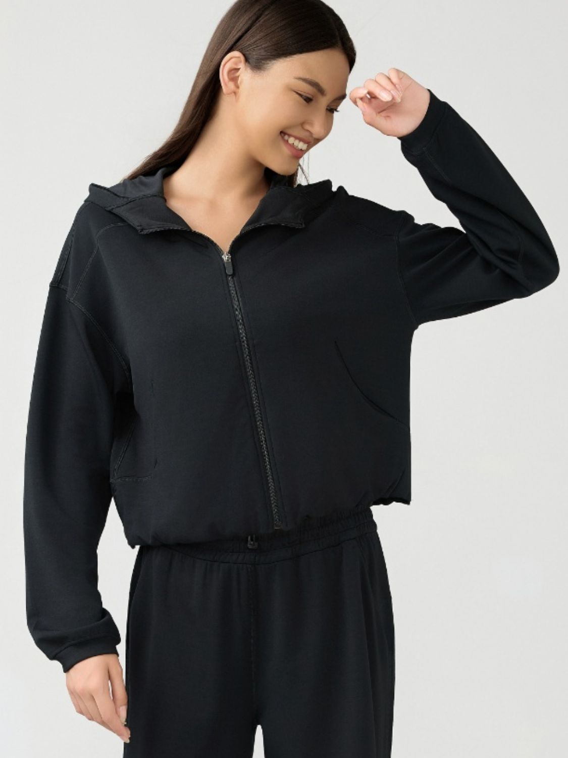 Millennia Zip Up Dropped Shouder Active Hooded - AMIN Clothing 