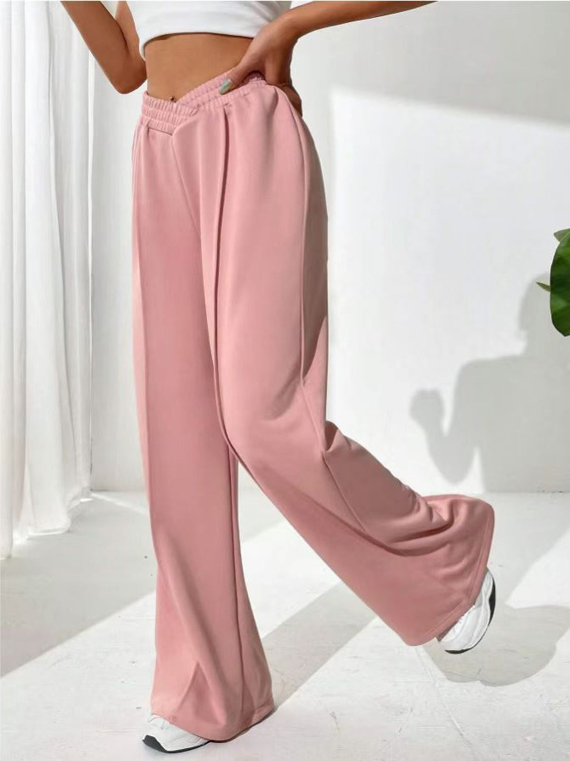 Elastic Waist Wide Leg Pants - AMIN Clothing 