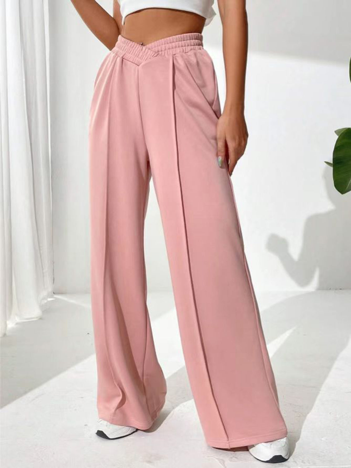 Elastic Waist Wide Leg Pants - AMIN Clothing 