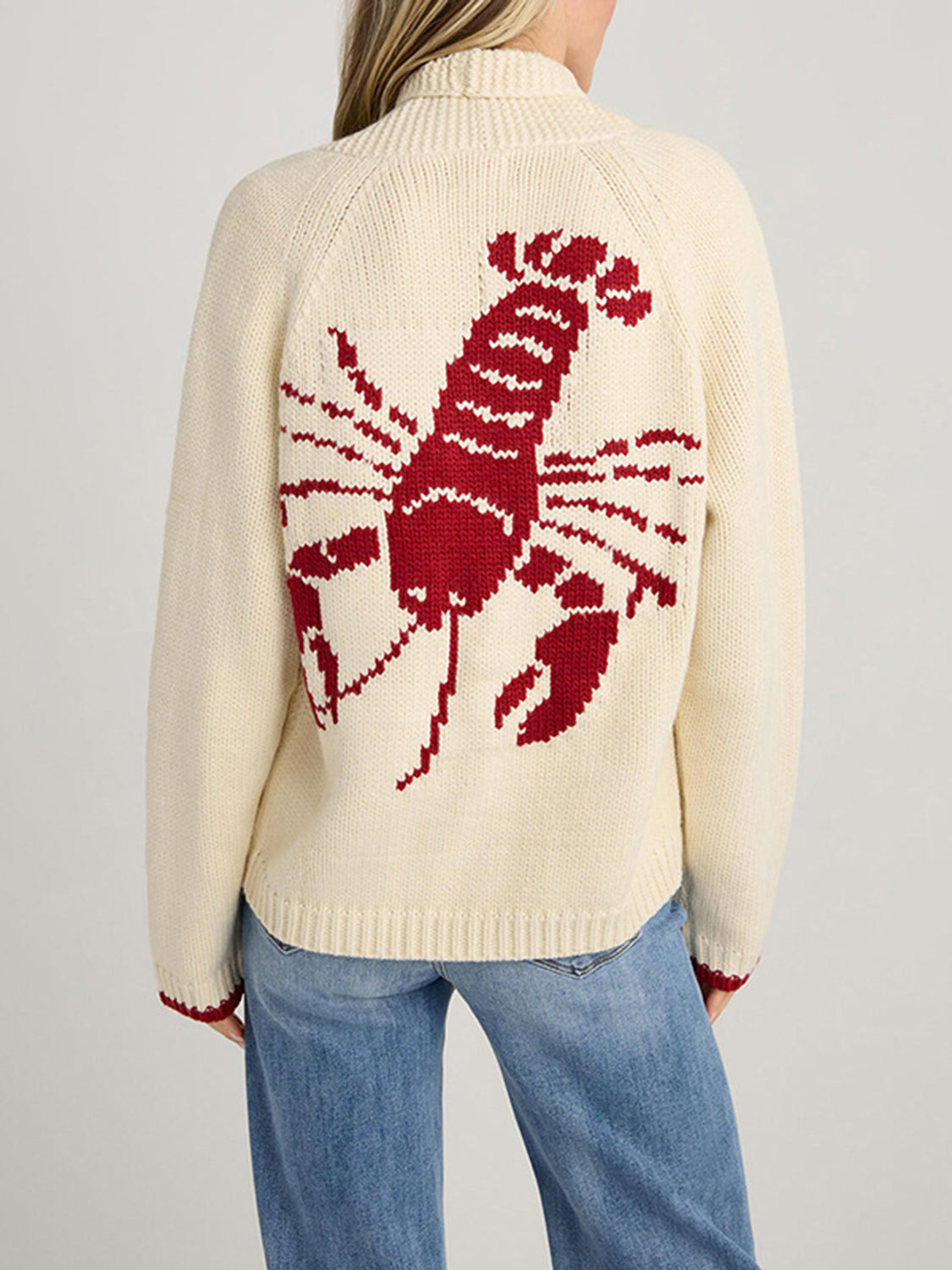 Lobster Button Up Long Sleeve Cardigan - AMIN Clothing 