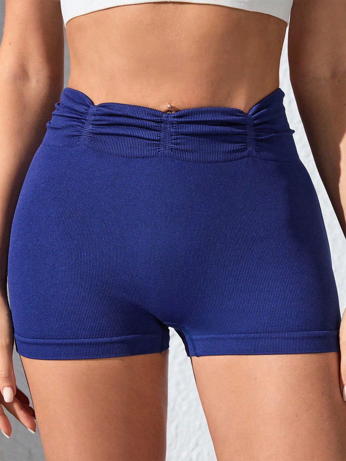 Ruched High Waist Active Shorts - AMIN Clothing 