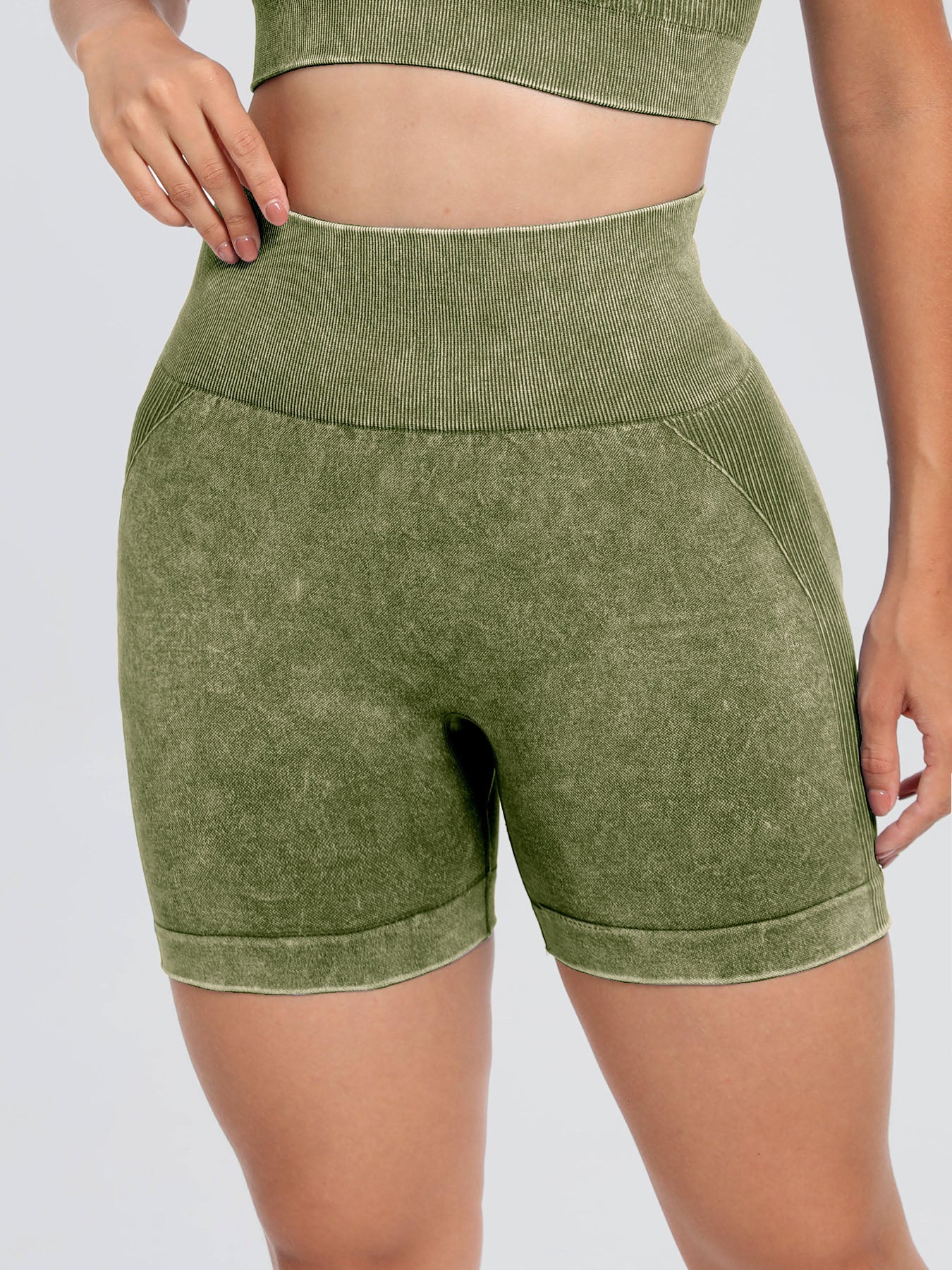 Washed High Waist Active Shorts - AMIN Clothing 