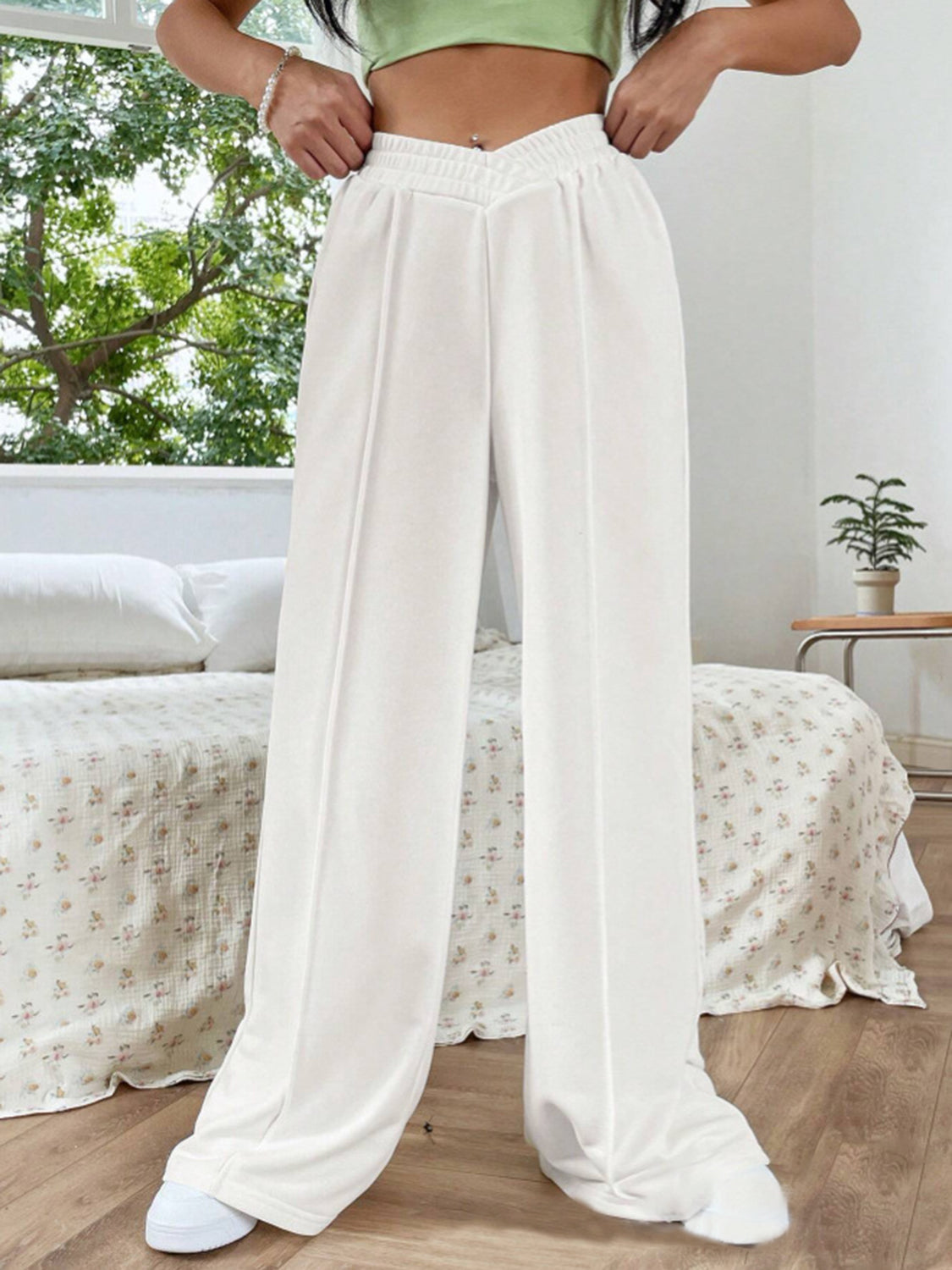 Elastic Waist Wide Leg Pants - AMIN Clothing 