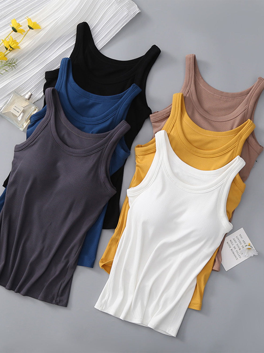 Round Neck Tank with Bra - AMIN Clothing 