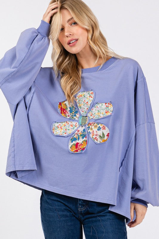 SAGE + FIG Flower Patch Dropped Shoulder Oversize Top - AMIN Clothing 