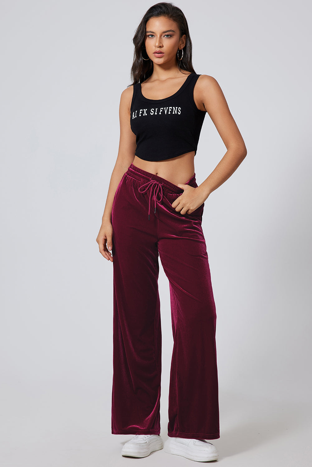 Drawstring Wide Leg Active Pants - AMIN Clothing 