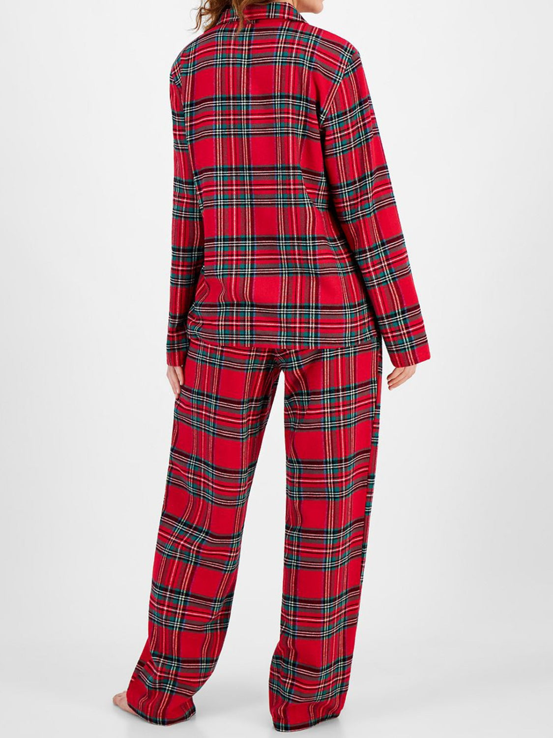 Plaid Collared Neck Button Up Top and Pants Lounge Set - AMIN Clothing 