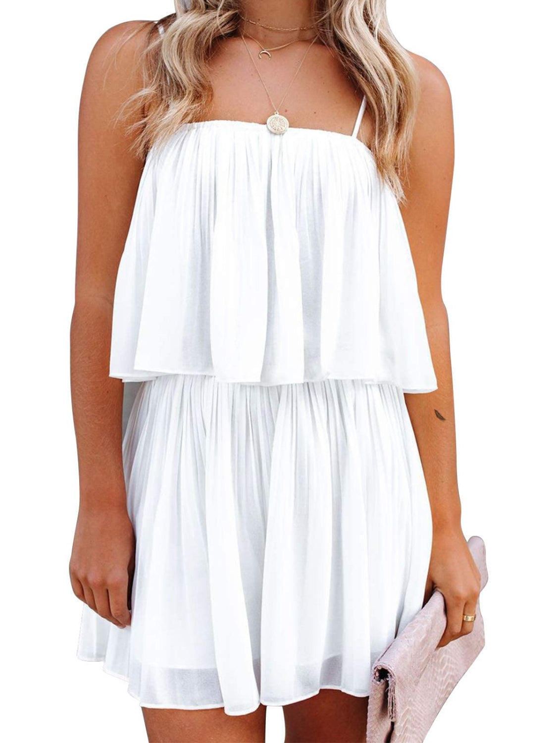 Ruched Spaghetti Strap Romper - AMIN Clothing 