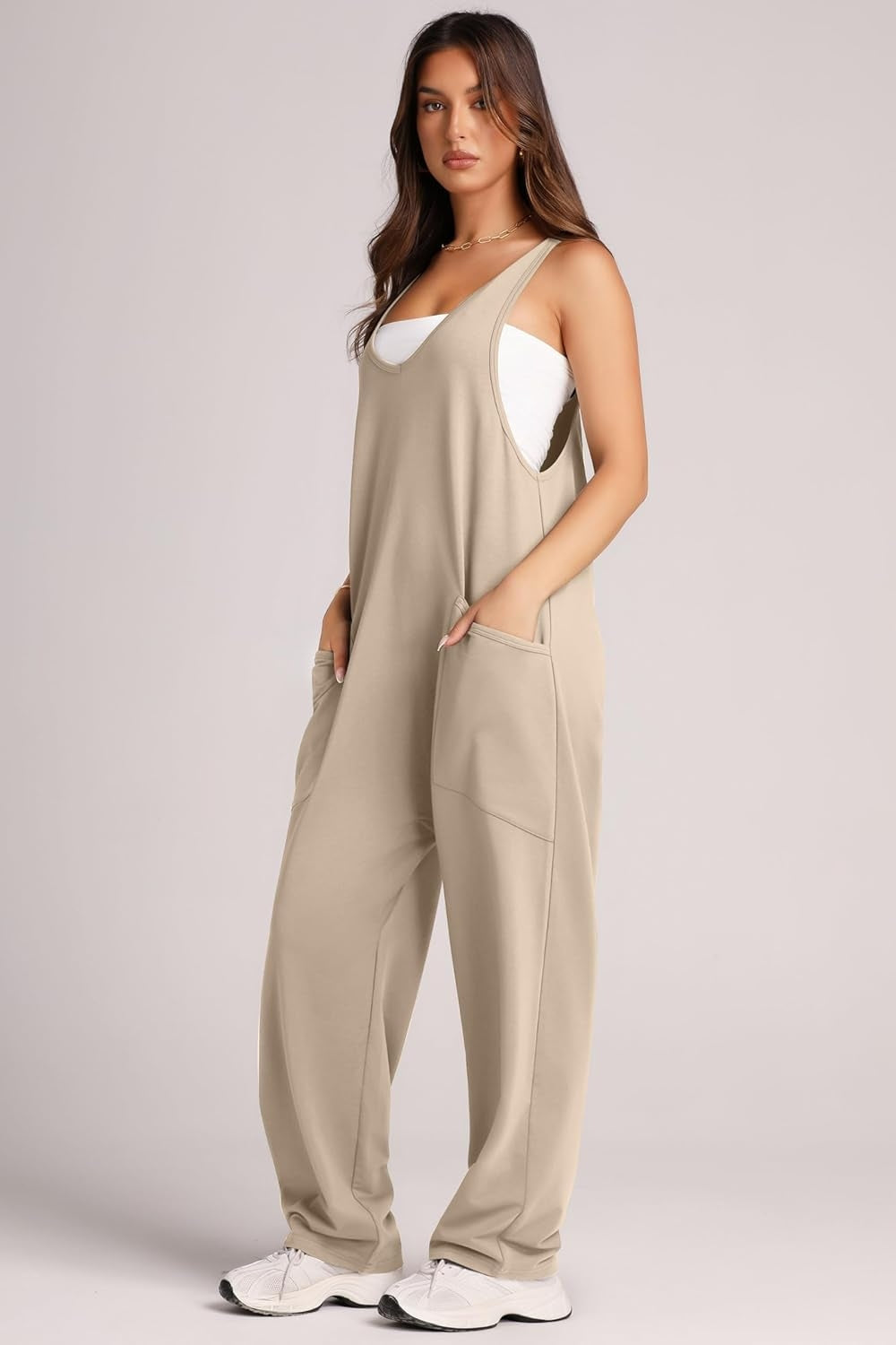 Lovelet Wide Strap Jumpsuit with Pockets - AMIN Clothing 